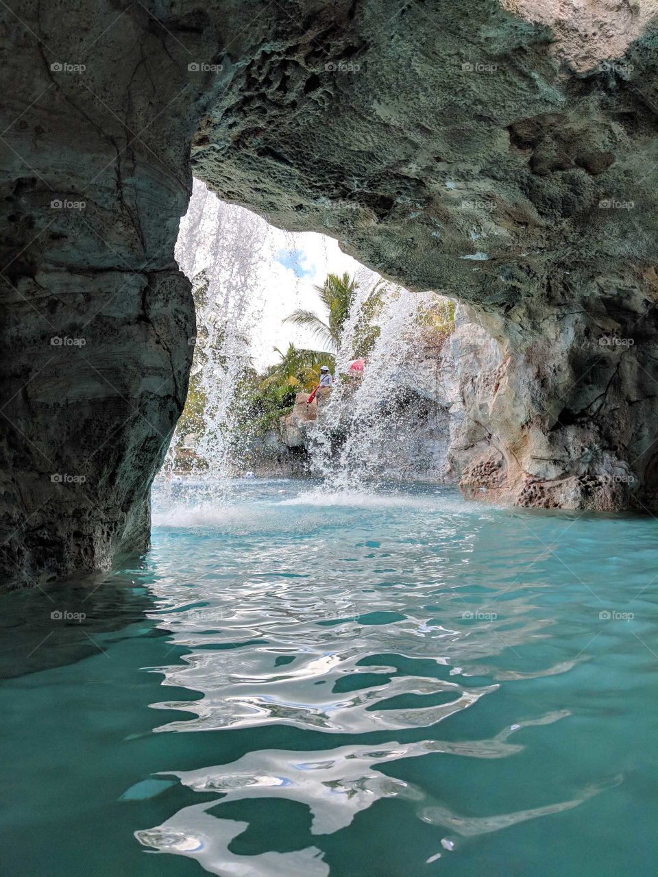 Inside a sea cave. The Bahamas. Sea life, sunny days. The Carribbeans.
