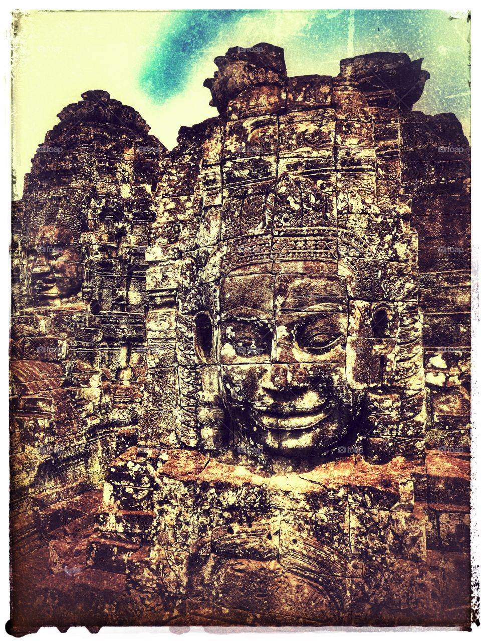 Angkor mystic view - faces of the temples near Siem Reap