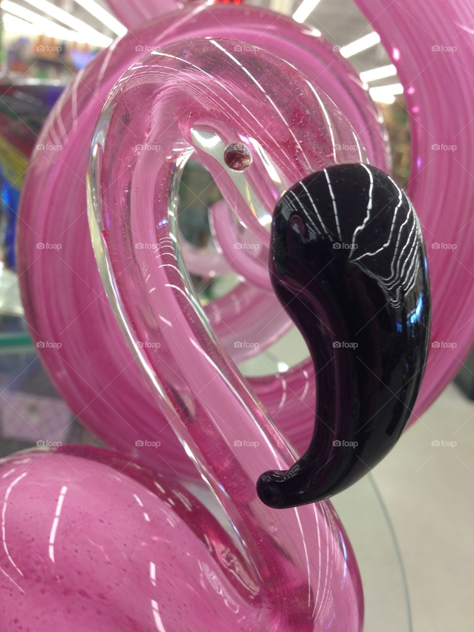 Pink glass flamingo