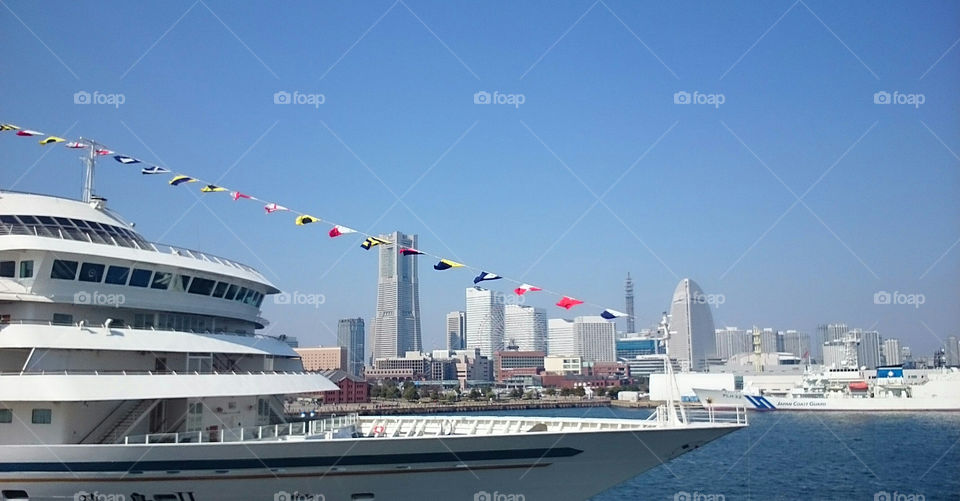 ship in Yokohama bay harbor