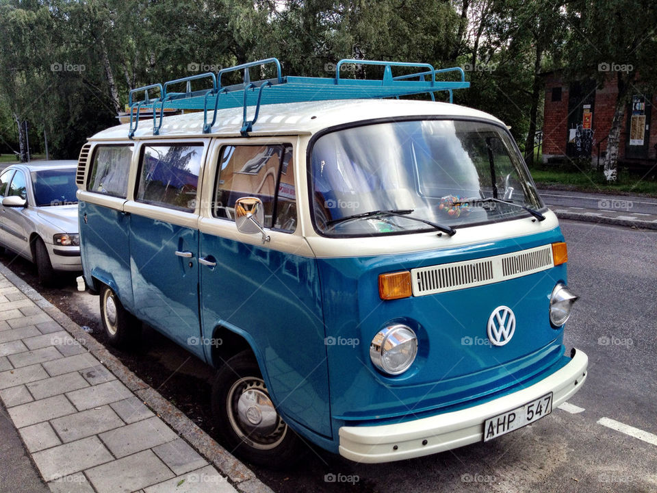 sweden car blue vintage by metafish