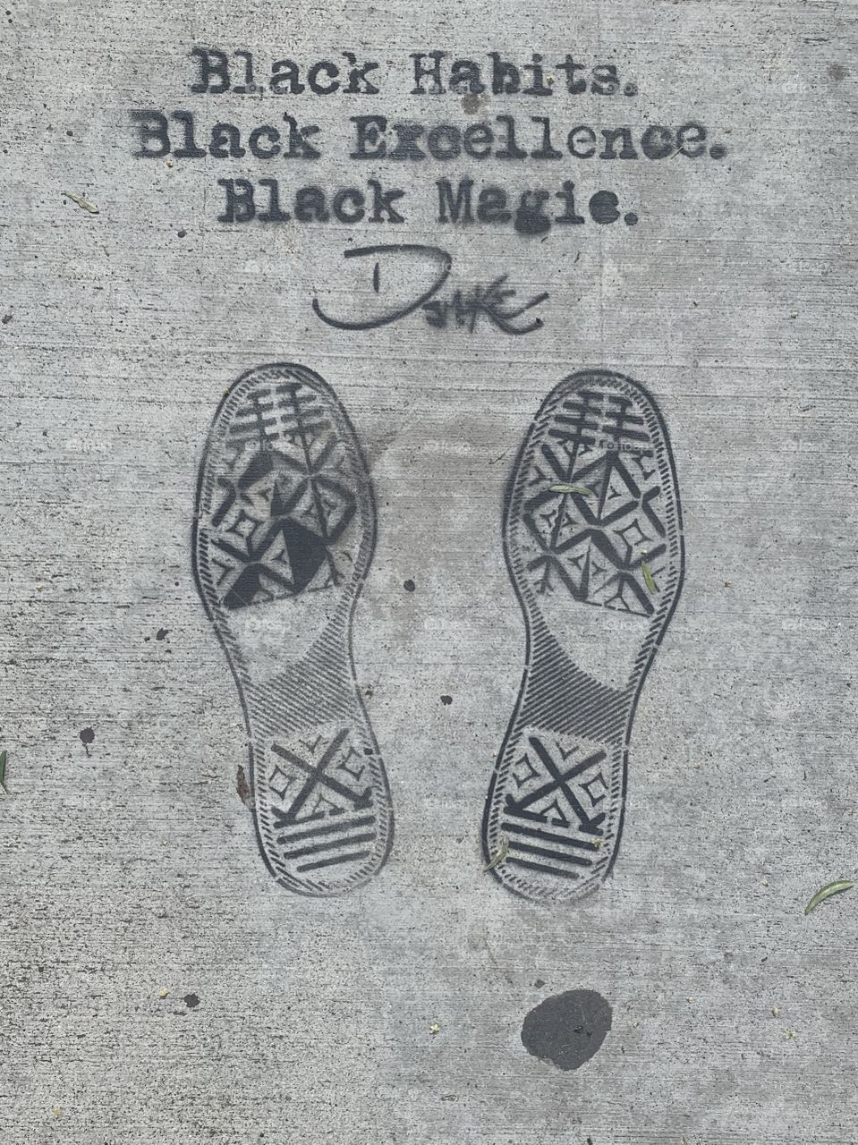 Sidewalk mural in the Arts District of Los Angeles, California 