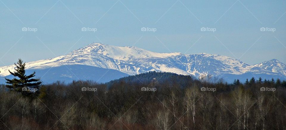 White Mountains NH. Snowy Mountain in April