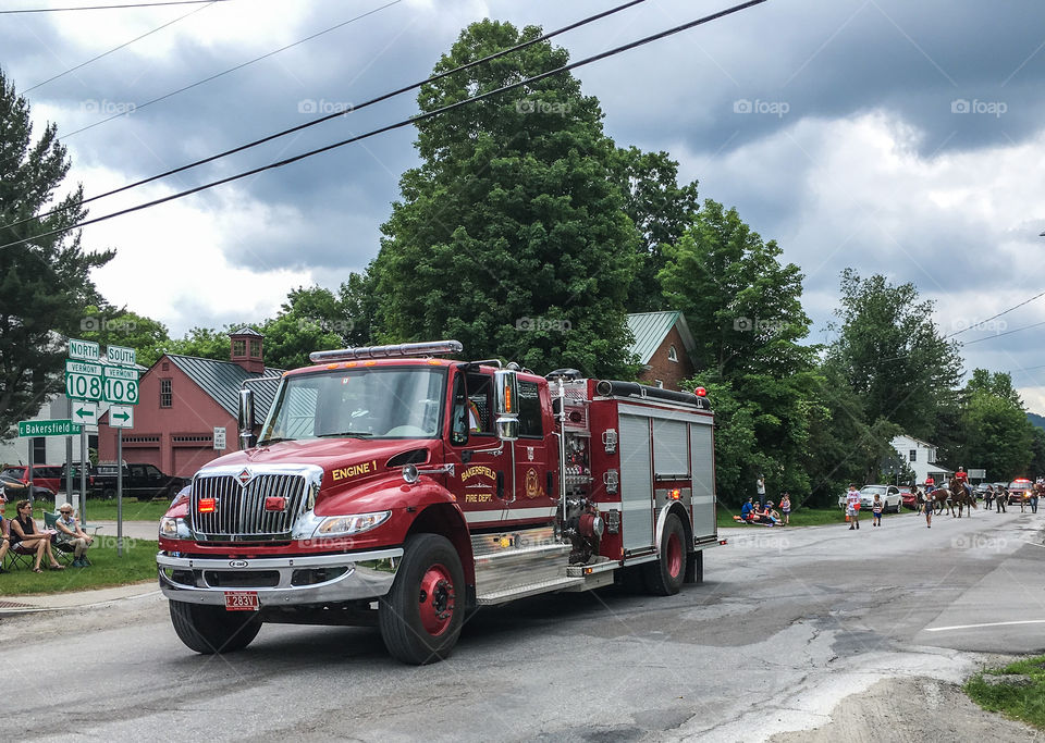 The start of the Fourth of July parade in the small, rural town of Bakersfield, Vermont