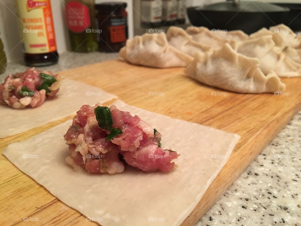 Pork Potstickers with ginger garlic and chives