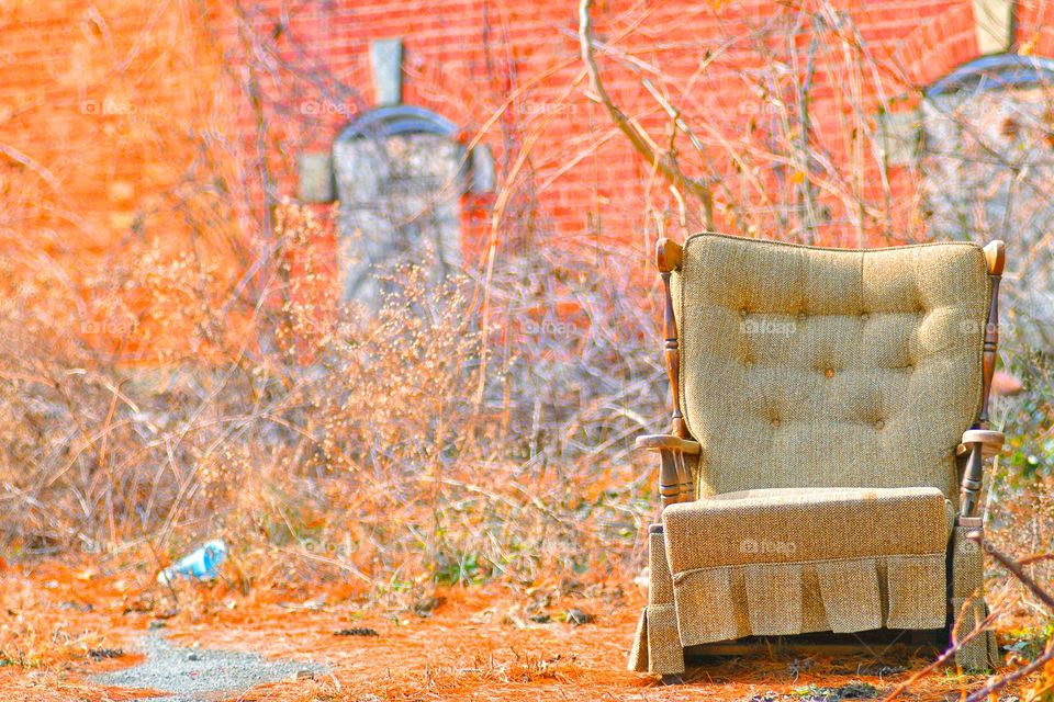 Close-up of old armchair