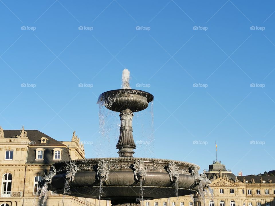 Fontaine in front of the new castle in Stuttgart