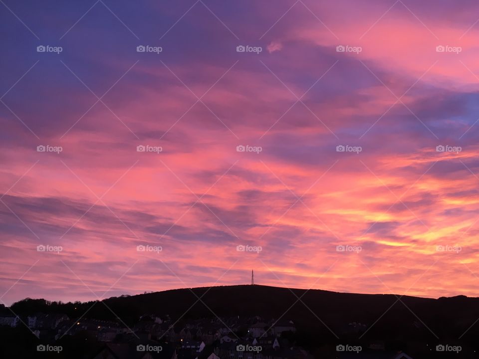 Red sky at night, Ilfracombe town in North Devon is ready for another day of beauty. The variety of colours, patterns and reflection in the window is amazing. 