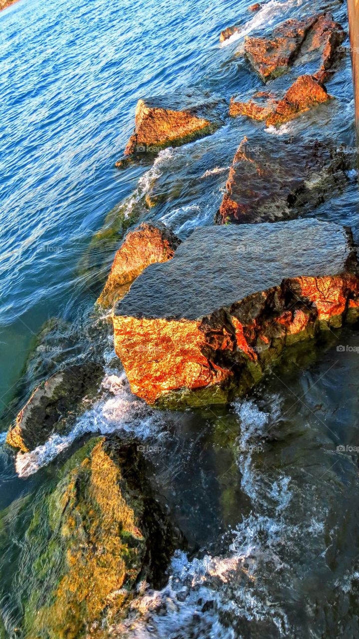 Huge Rocks against Frankfort Pier