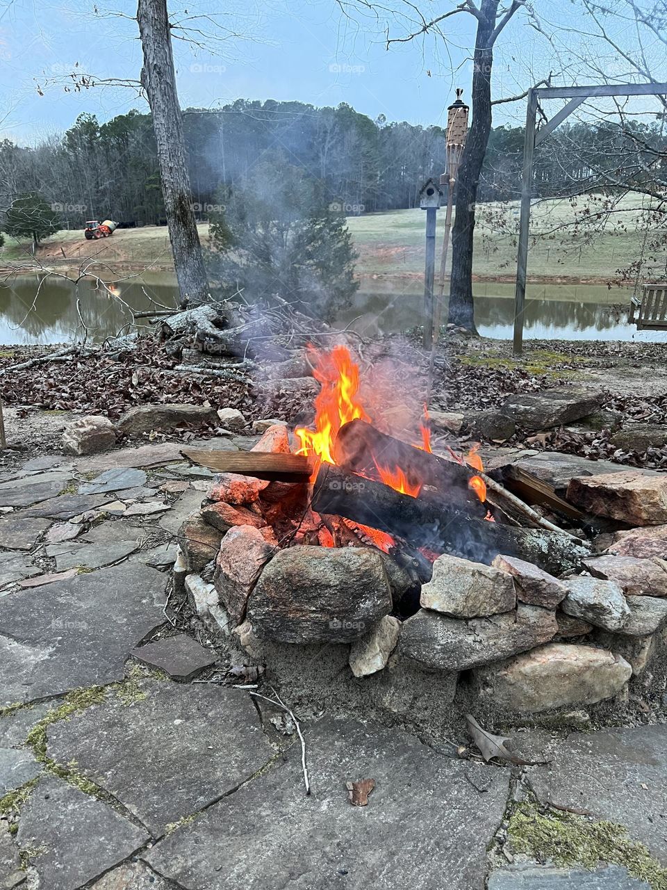 Fire pit on the farm 
