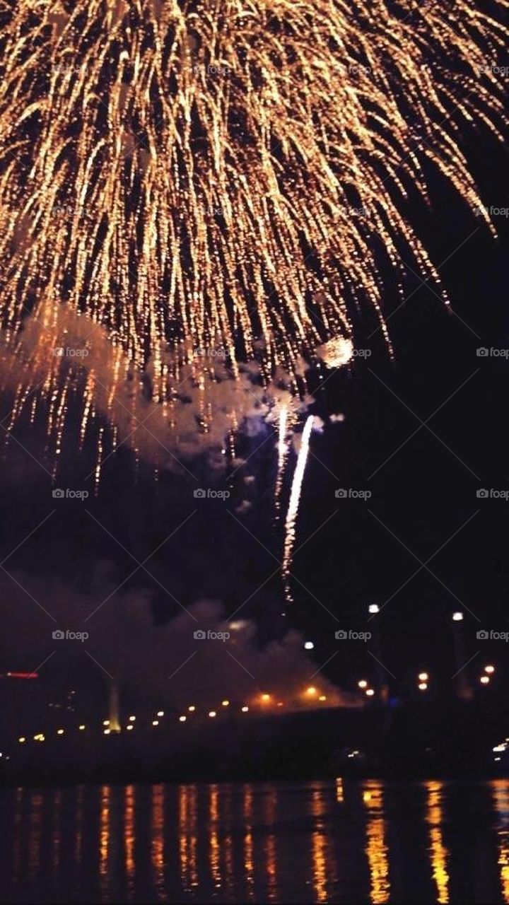 water bridge reflection fireworks by mandy_photog