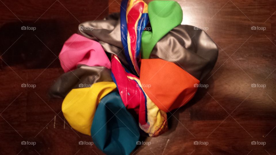 colorful deflated balloons