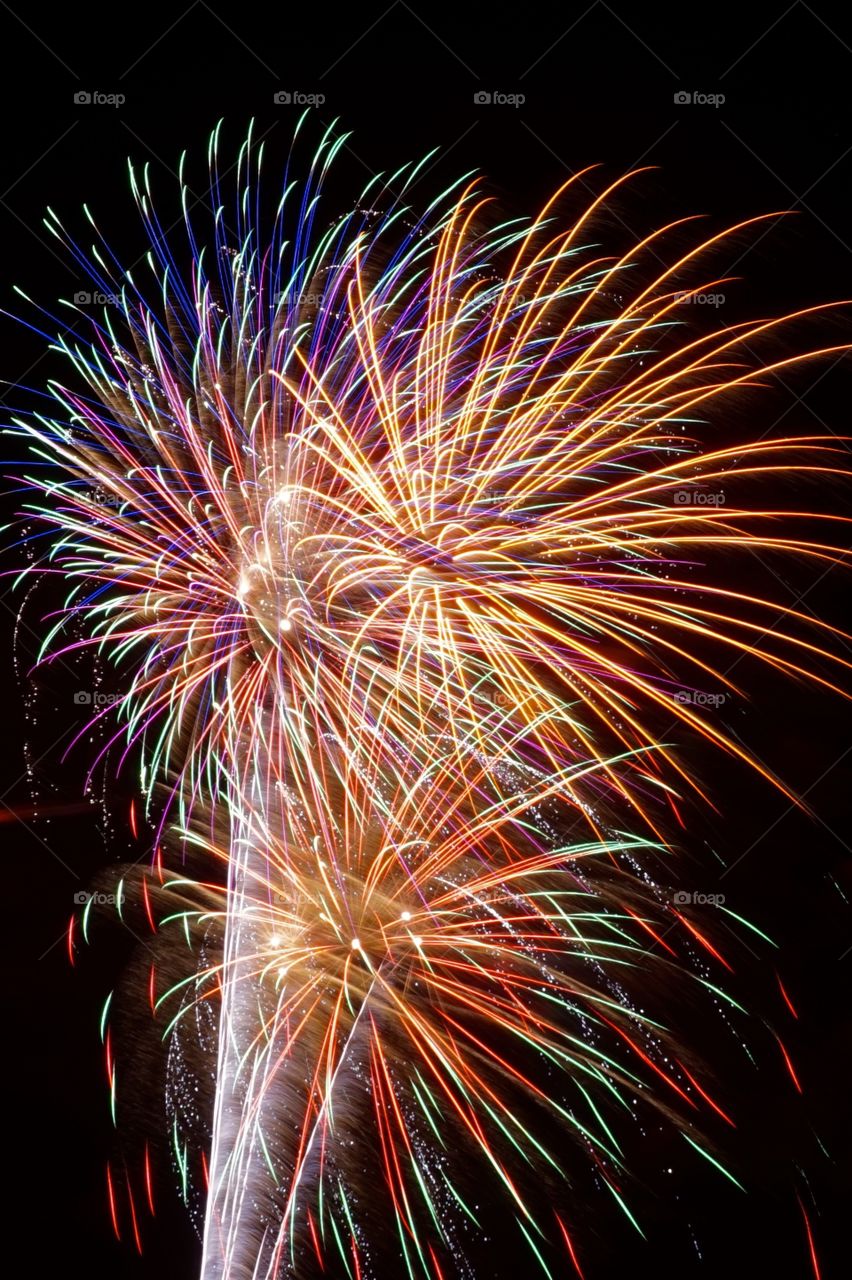 Long exposure fireworks shot on the 4th of July