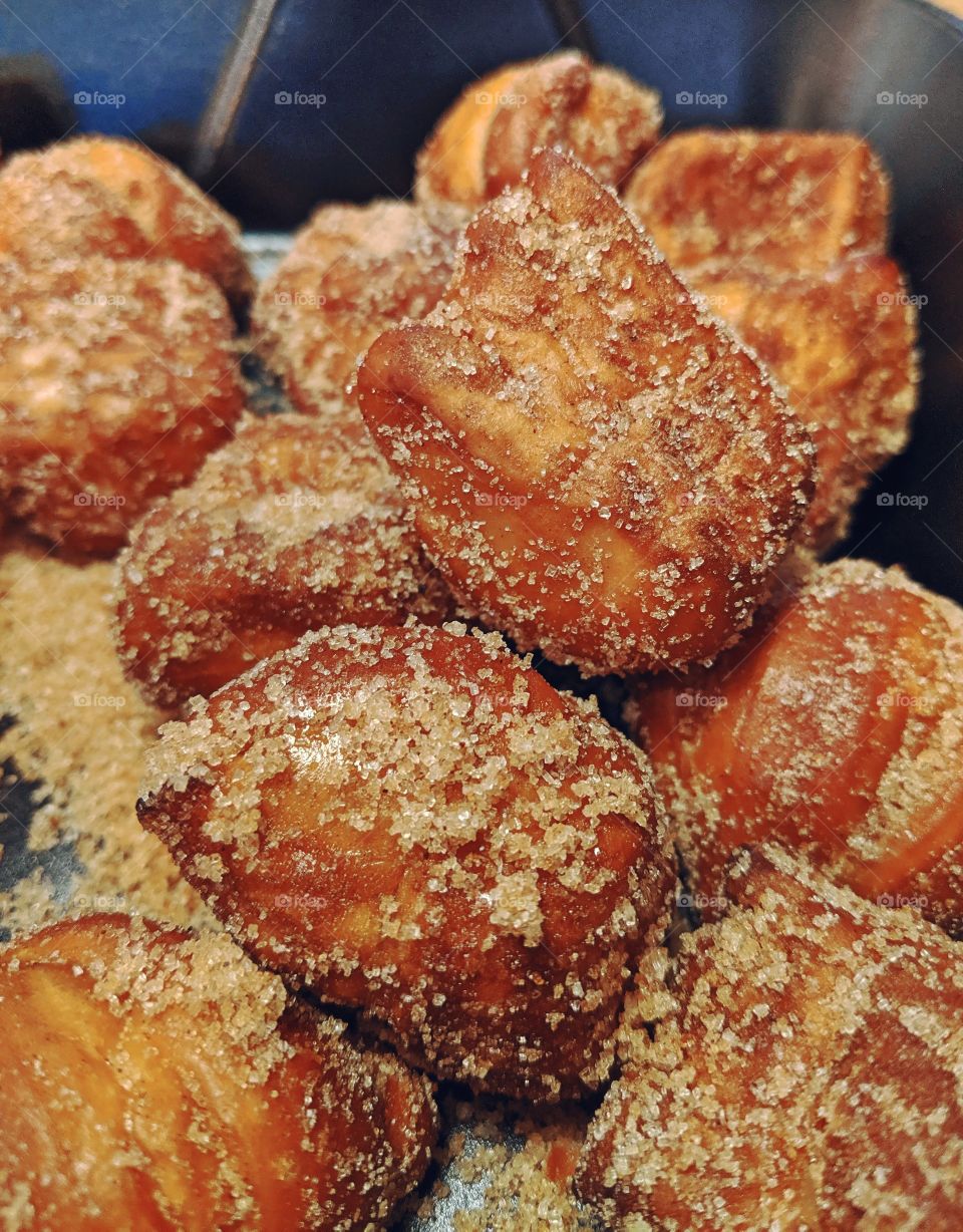 Cinnamon and sugar donut pieces