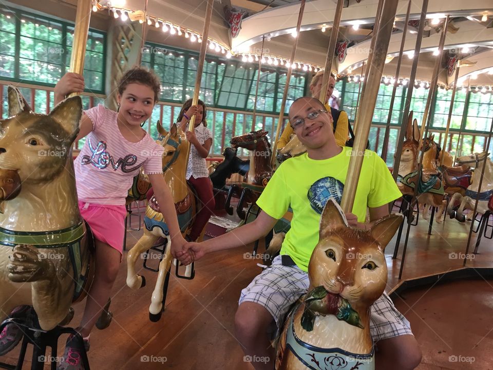 Kids on carousel 