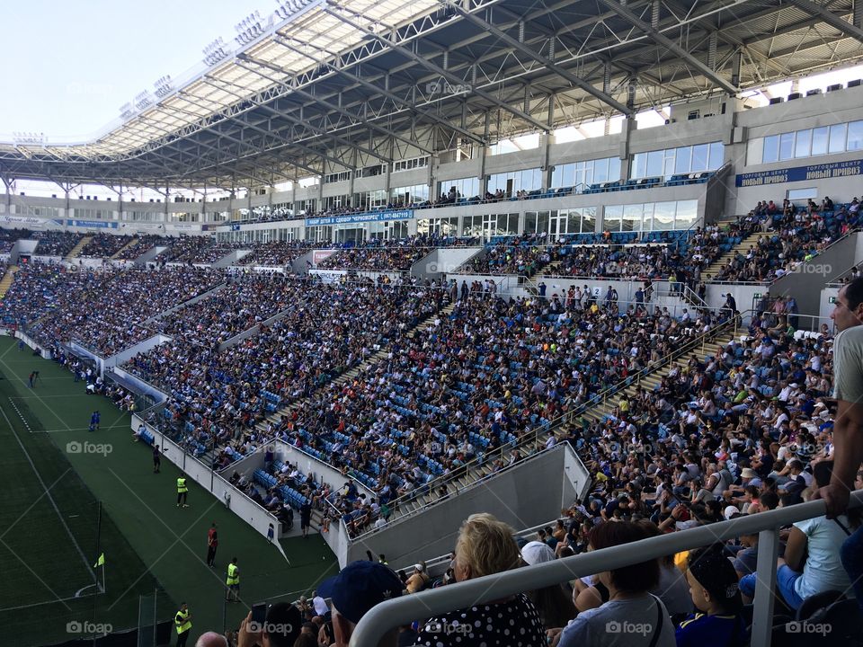 The Odessa city, Chernomorets stadium, a football match between Dinamo and Chernomorets teams. The 2d of June, 2019, 16:00-17:00. 