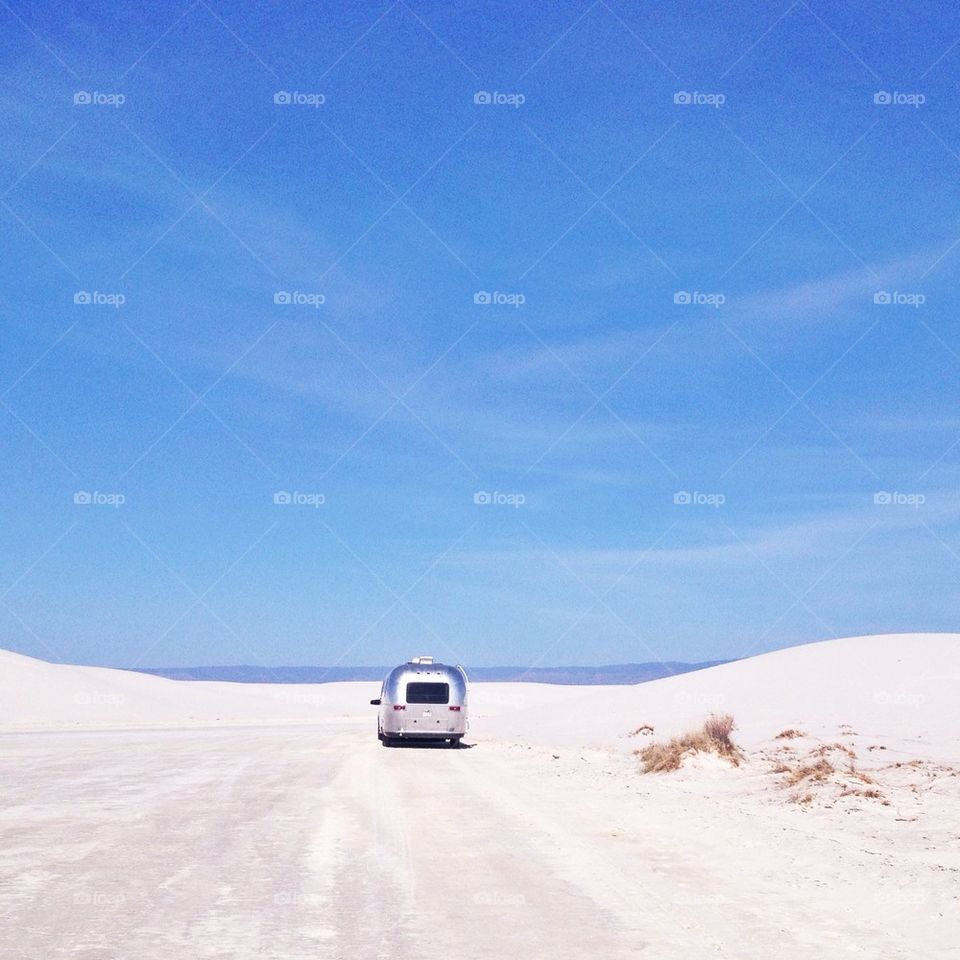 Airstream in the sand