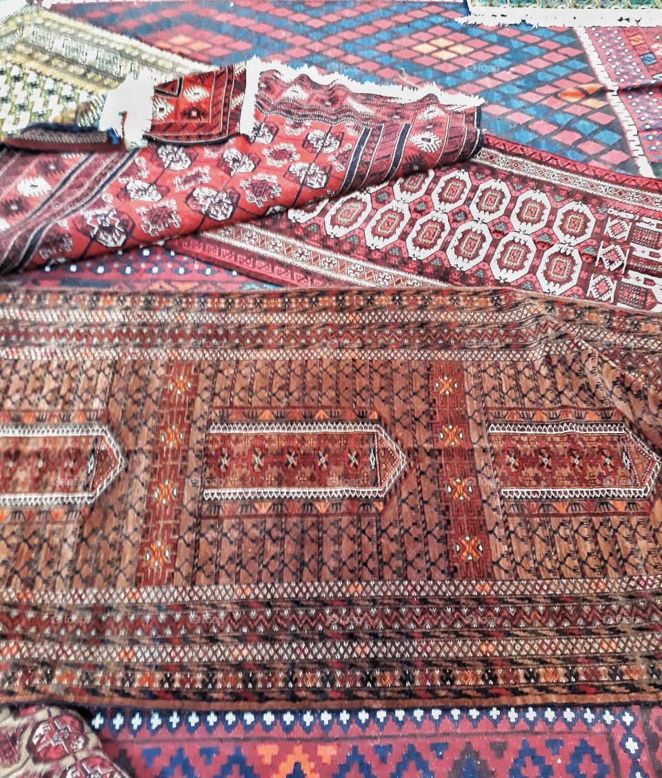 old Afghan wool carpet from a carpet bazar