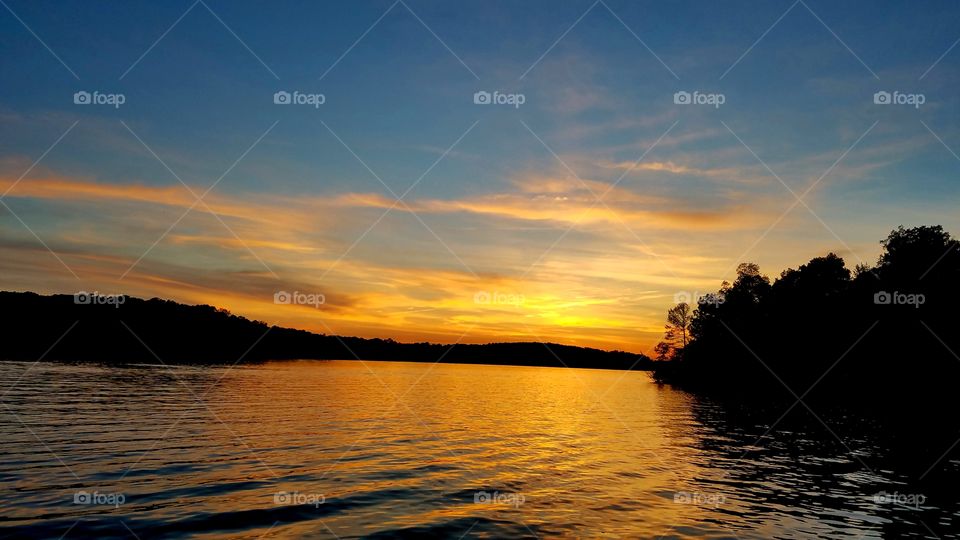 sunsetting over the lake