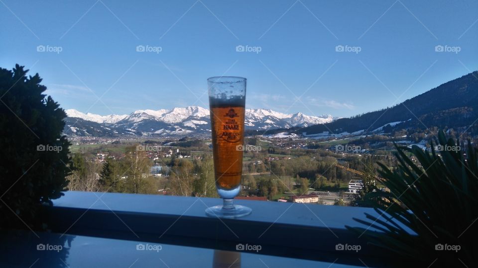 Evening with a view of the Alps