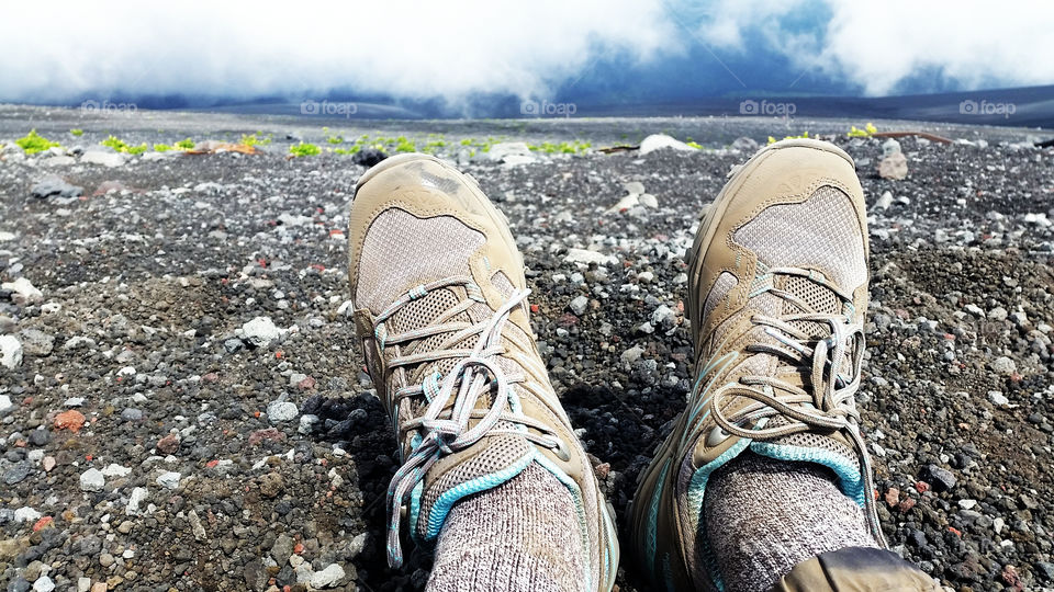 On the way to the top of MT Fujisan. Down there is the ground that the position I was even hard to see. How high I was...just can't believe!