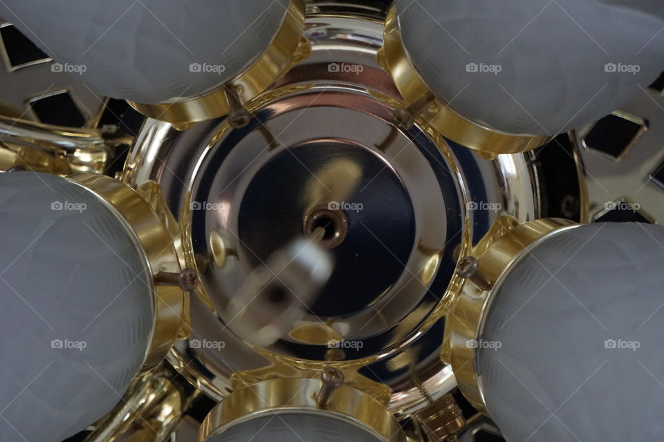 Details on a ceiling fan. 