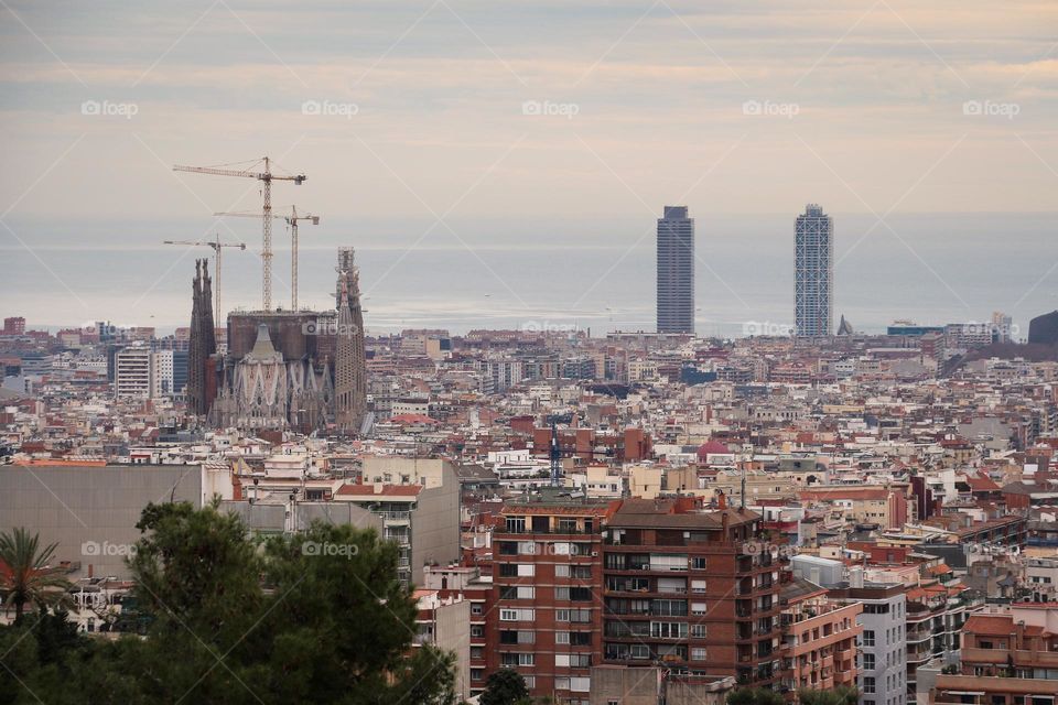 Panoramic view of city of Barcelona