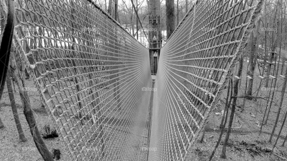 Rope Passageway. cargo netting on zip line course