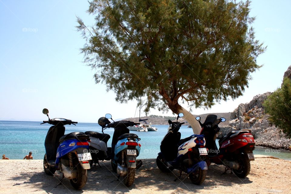 Scooter stop in Greece