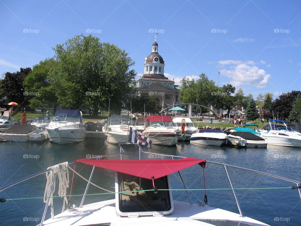 Docked in  marina in Kingston Ontario watching the Blues Festival in front of city hall.