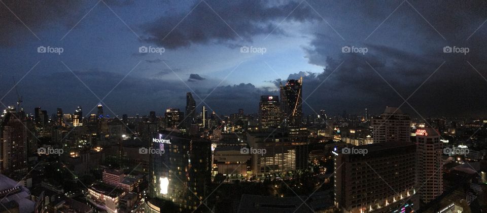 Bangkok skyline from Amari hotel in Thailand 