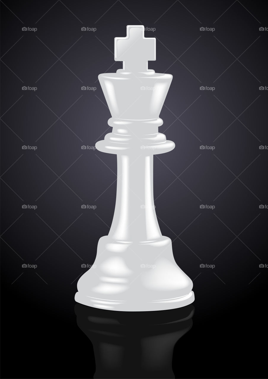 White chess king on black background