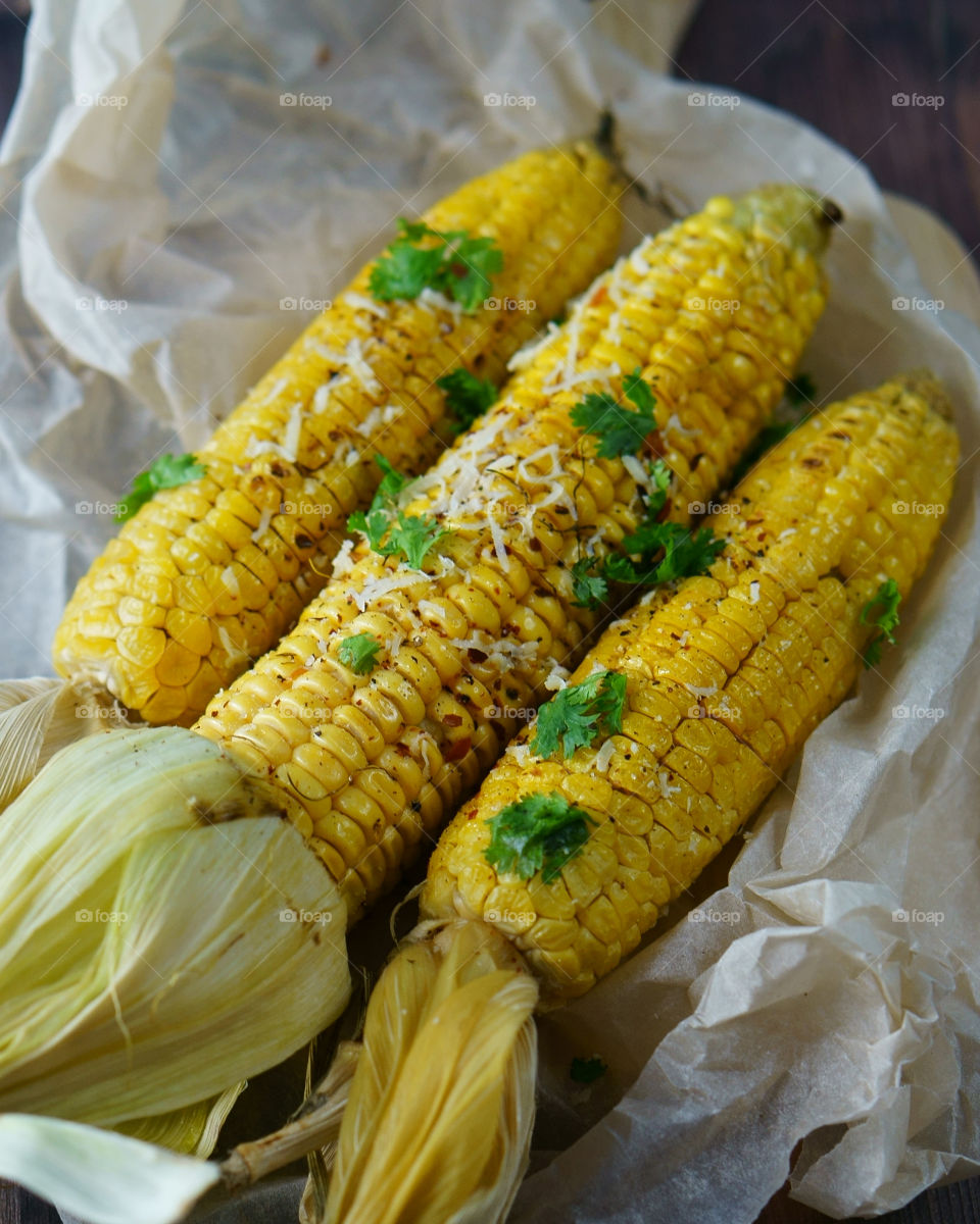 Close-up of grilled corn