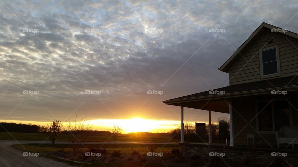 Setting Sun Over Ranch