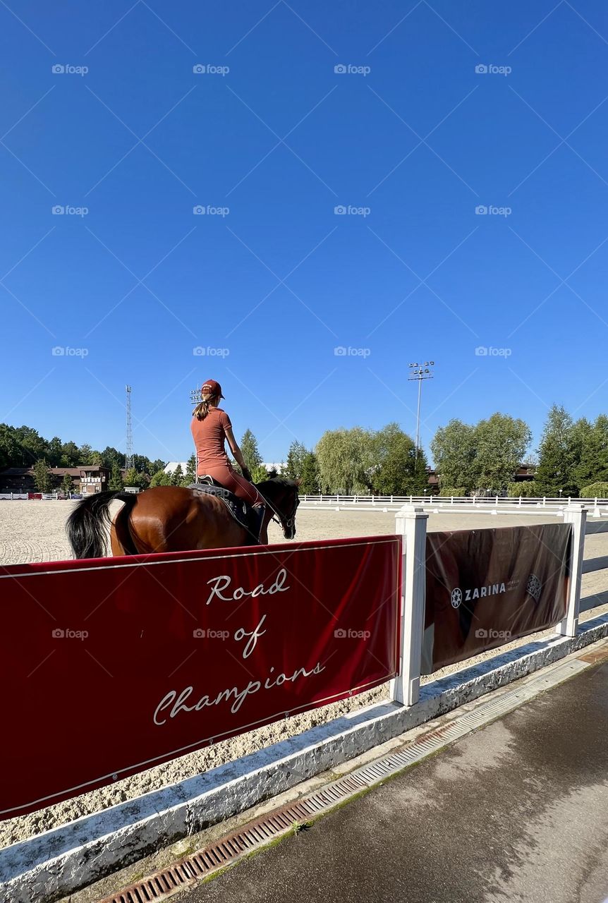 На фотографии изящная хрупкая девушка на прекрасной грациозной лошади 