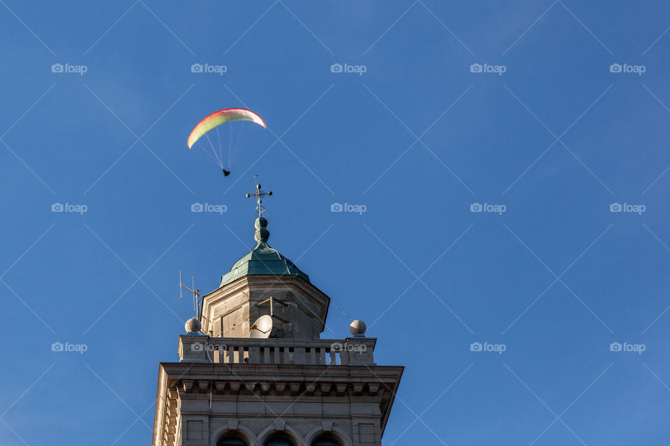 Paraglading over the church