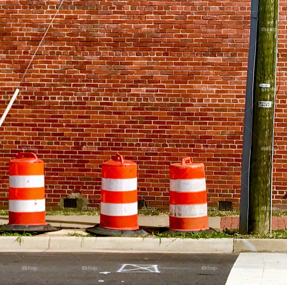 Orange & White Traffic Barriers