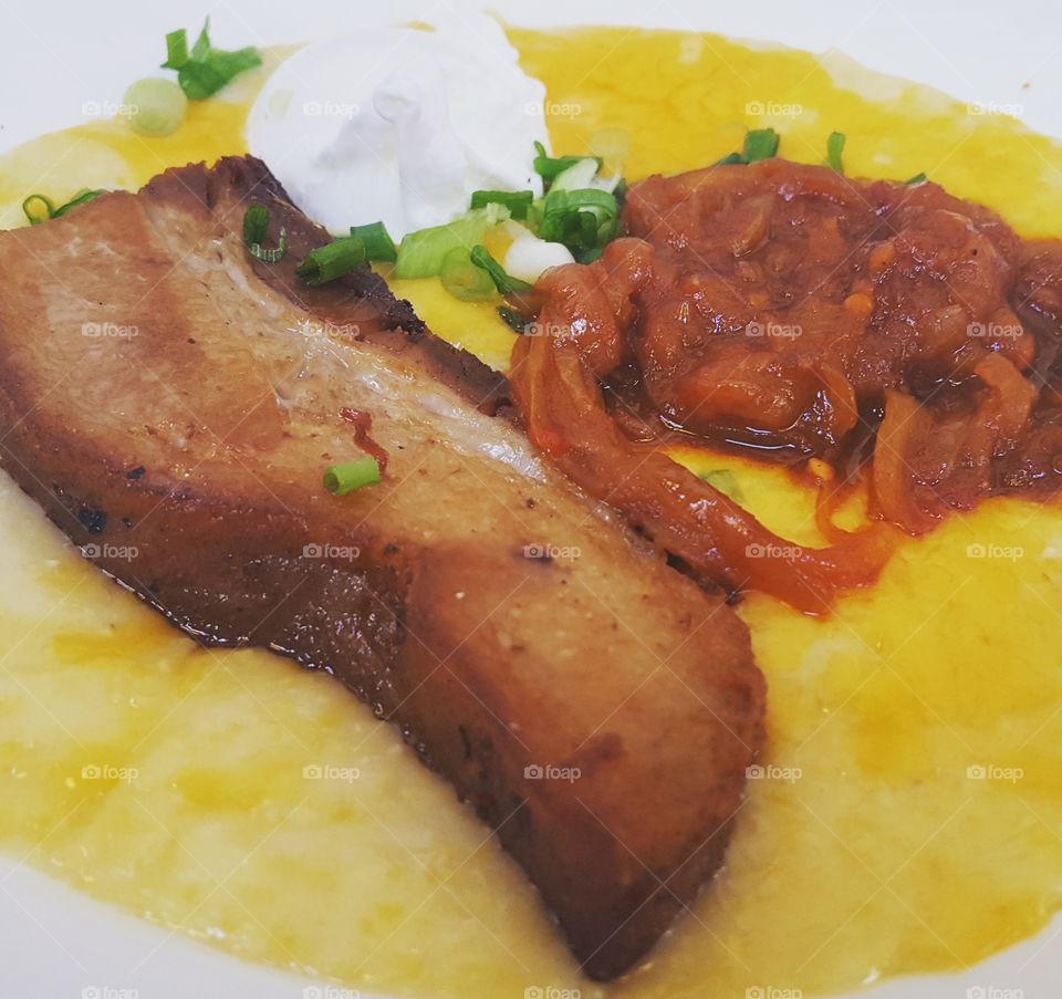 pork belly and grits