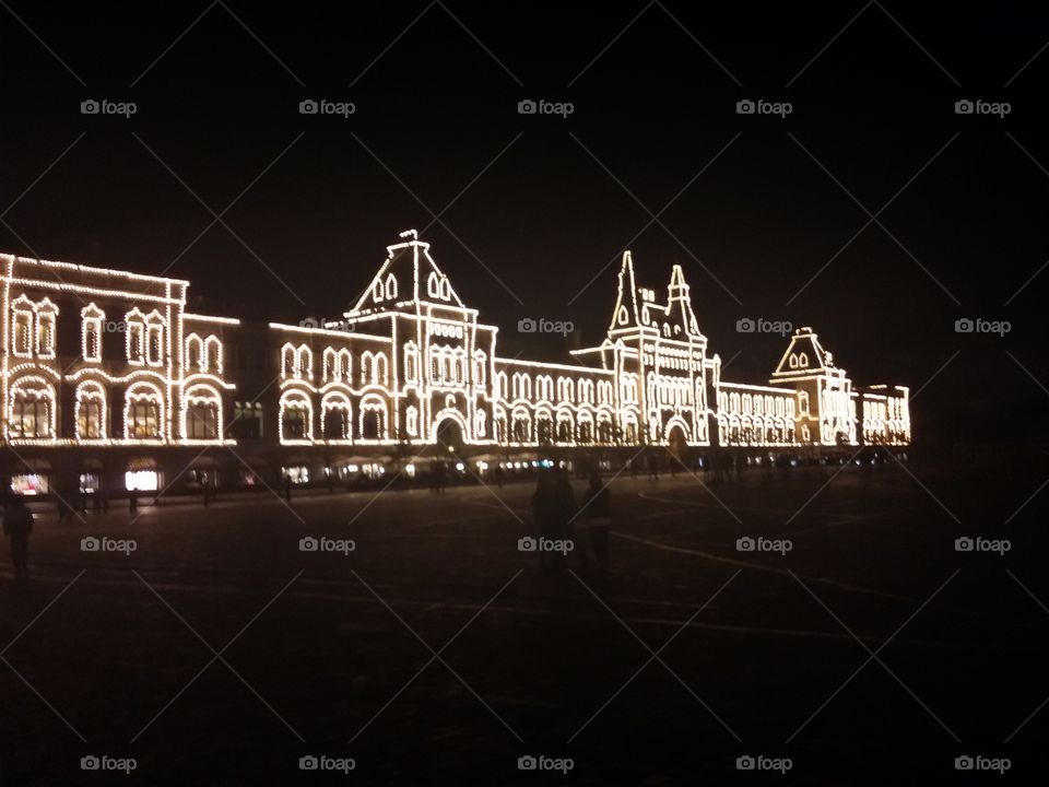 Moscow GUM Mall at night