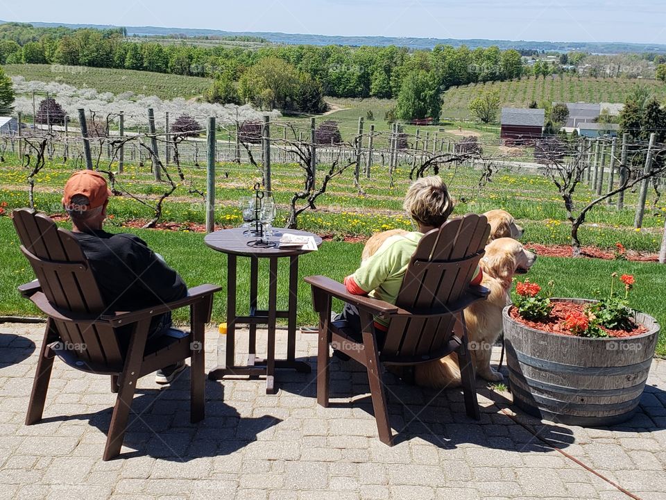 Enjoying and relaxing at a winery on a beautiful spring day with mans best friend.