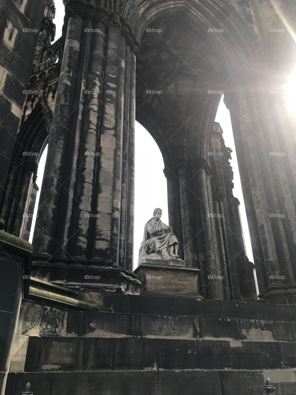 Sunlight on the Scott Monument in Edinburgh 