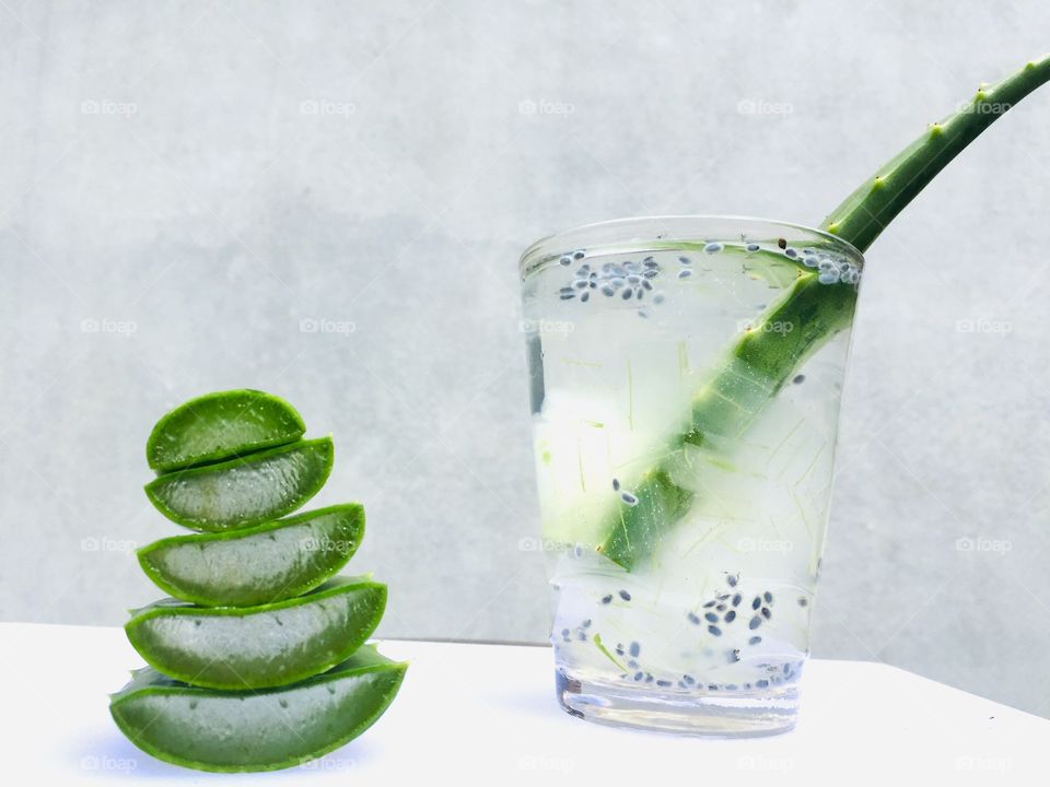 healthy drinks from aloe and basil seeds