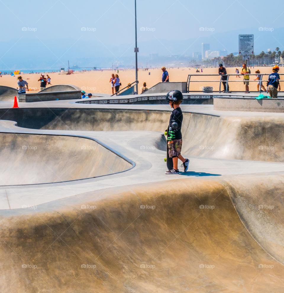 A little skater boy at Venice Beach