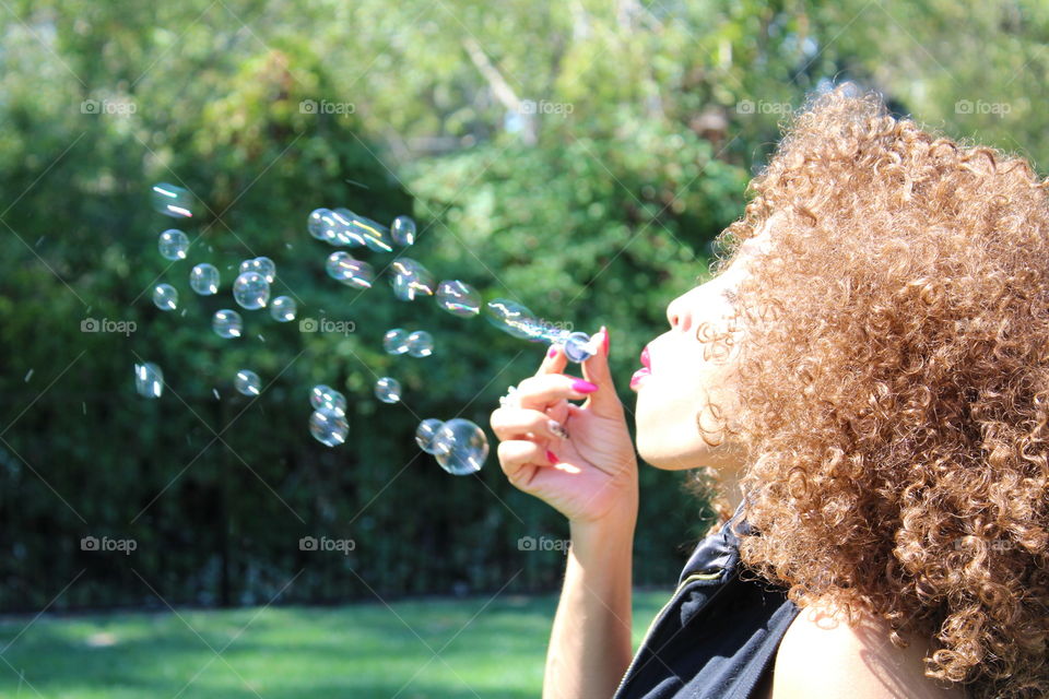 blowing bubbles