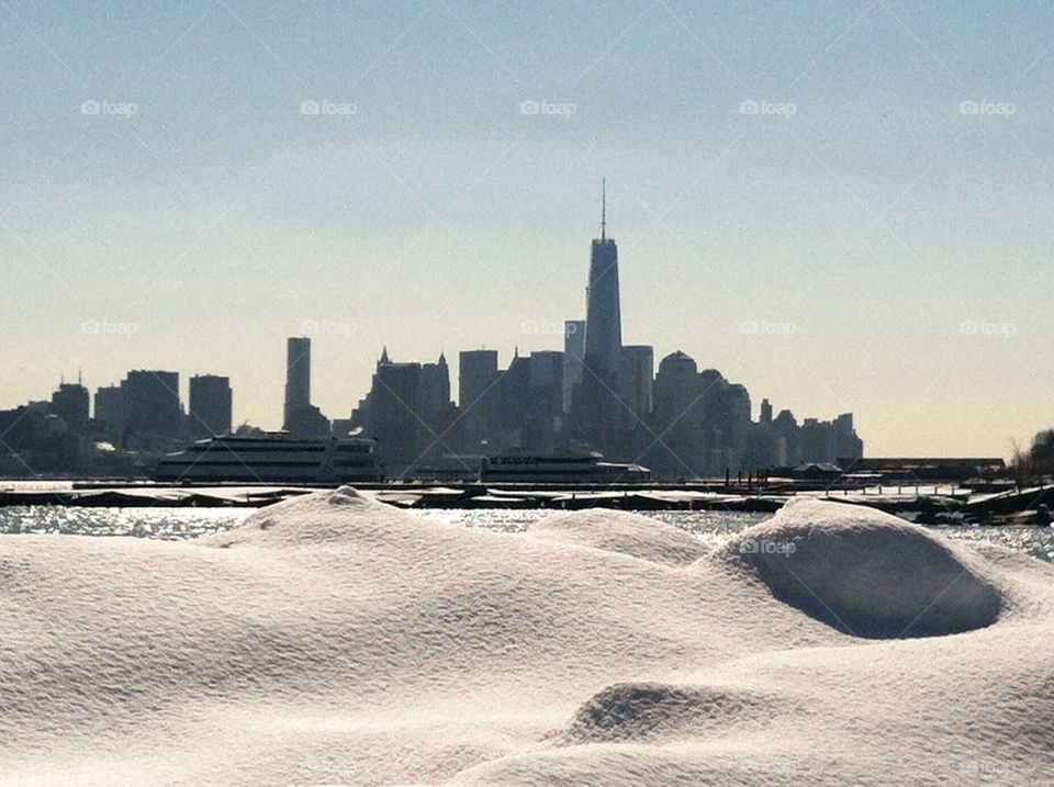 New York Sand snow scene