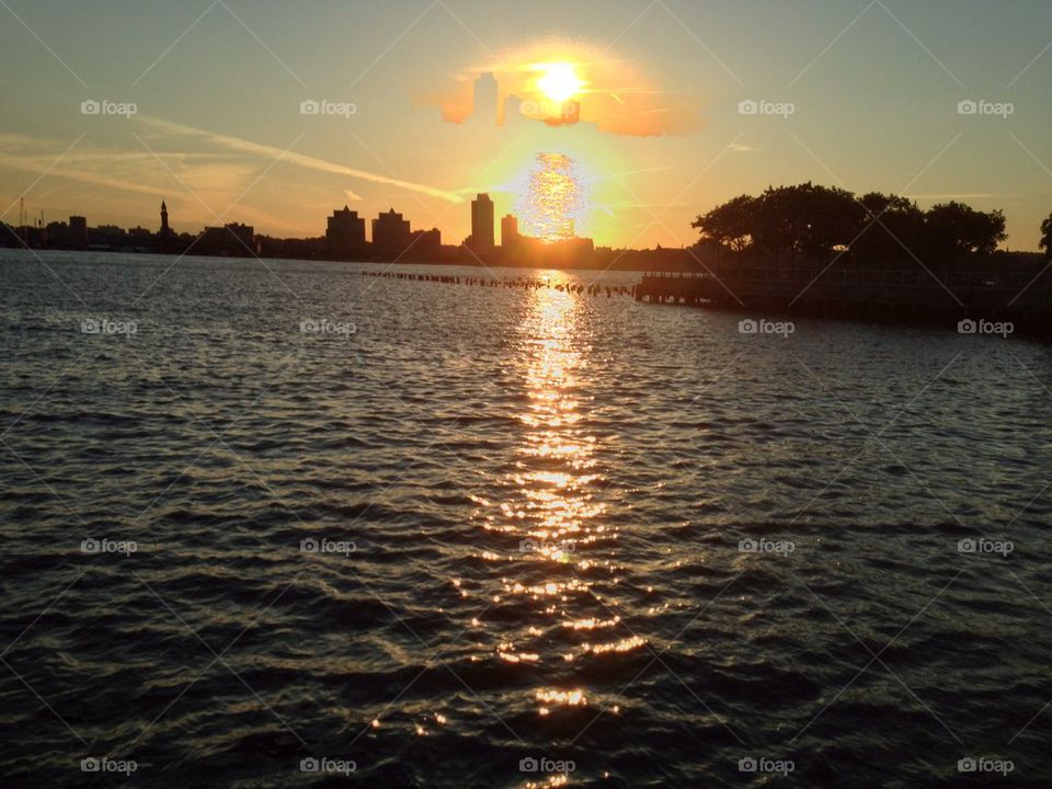 Hudson River sunset no filter