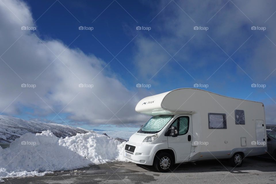 Camping#car#sky#clouds#winter