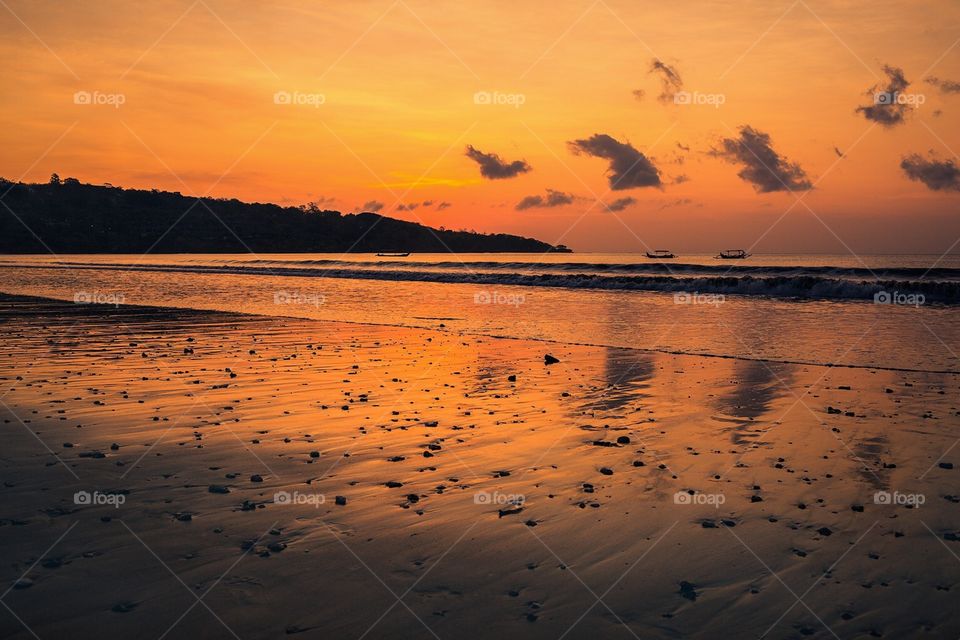 Sunset on Jimbaran beach, Bali, Indonesia