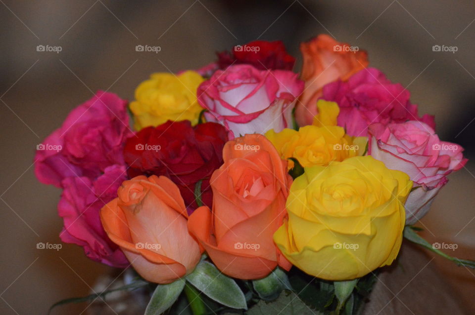 yellow roses in big bouquet