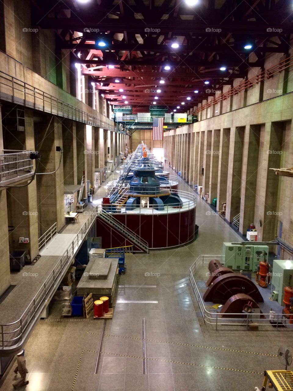 Hydroelectric turbines inside Hoover dam